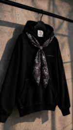 Cartel Scarf Hoodie - BLACK