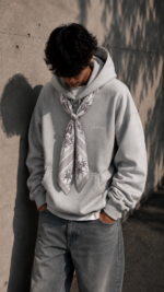 ⁦Cartel Scarf Hoodie - GREY⁩ – תמונה ⁦6⁩